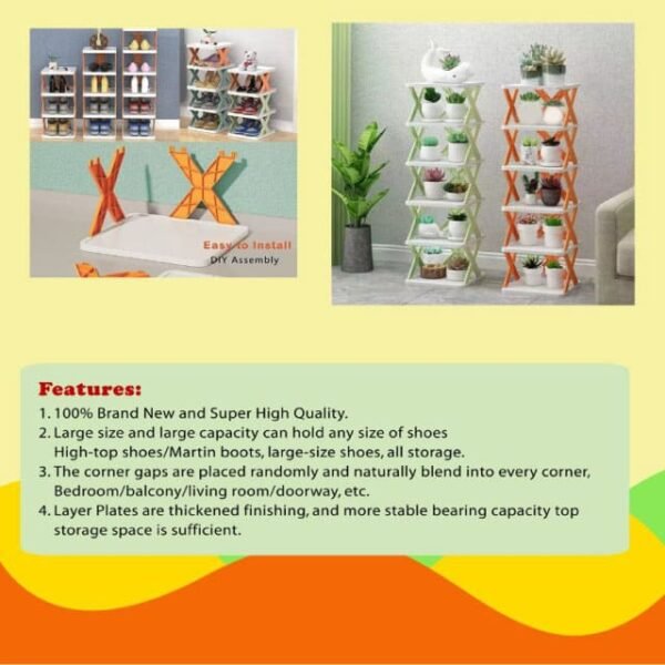 5 Layers Simple Shoe Rack Folding Shoe Cabinet Multi-layer Shoes Storage - Image 4