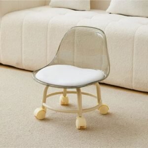Acrylic stool with backrest 360 rotating universal wheel.