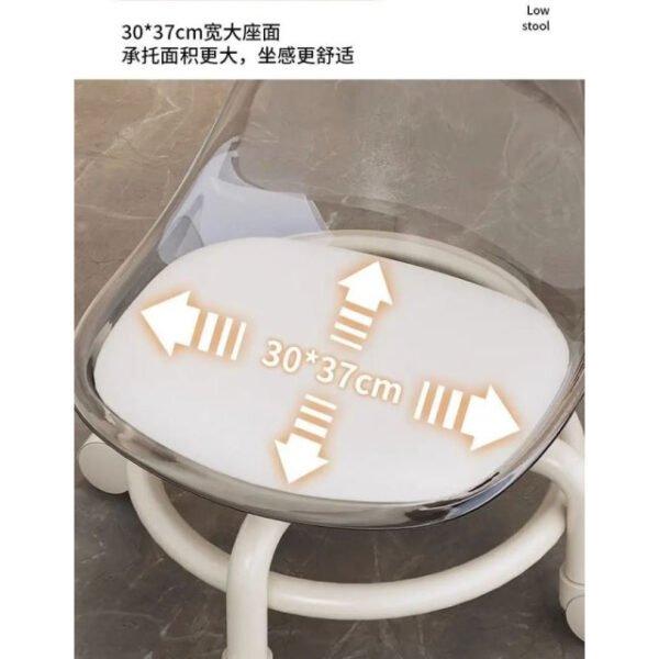Acrylic stool with backrest 360 rotating universal wheel. - Image 4
