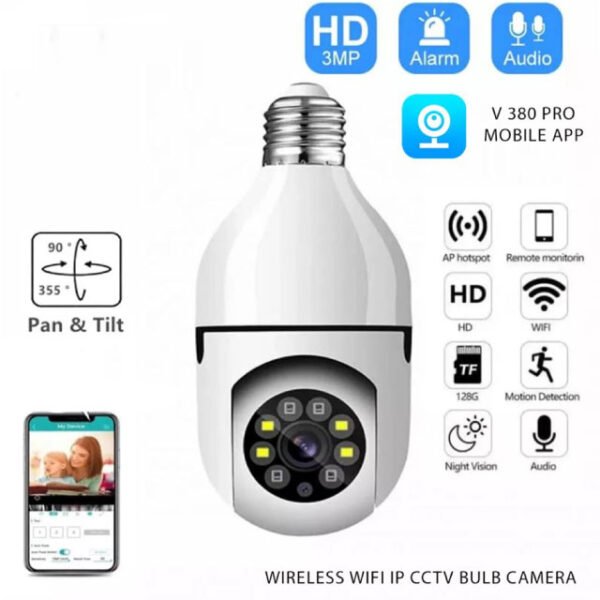 V380 বাল্ব সিস্টেম 360° মুভিং WI-FI আইপি ক্যামেরা - Image 4