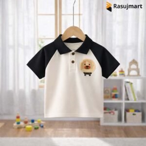এক্সক্লুসিভ সফট কটন লায়ন ডিজাইন পলো টি-শার্ট (Black & Cream color)