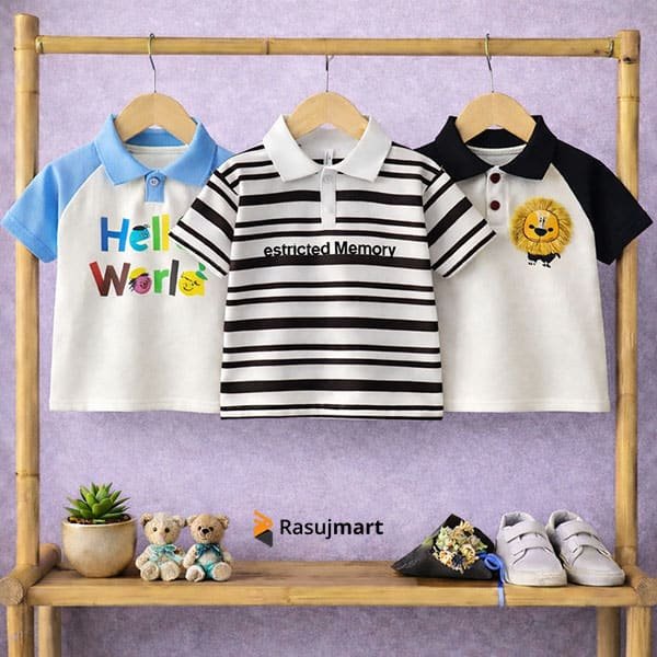 কিডস প্রিমিয়াম স্টাইলিশ পোলো শার্ট - ৩ (তিন) পিসের কম্বো