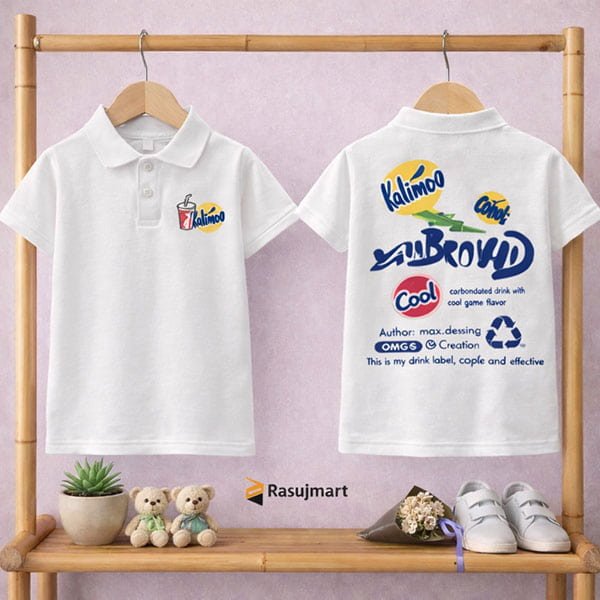 বাচ্চাদের স্টাইলিশ হোয়াইট পোলো টি-শার্ট – ফ্রন্ট ও ব্যাক ডিজাইন সহ