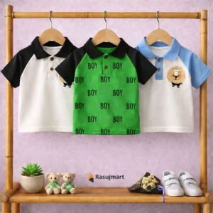 কিডস প্রিমিয়াম স্টাইলিশ পোলো শার্ট - ৩ (তিন) পিসের কম্বো