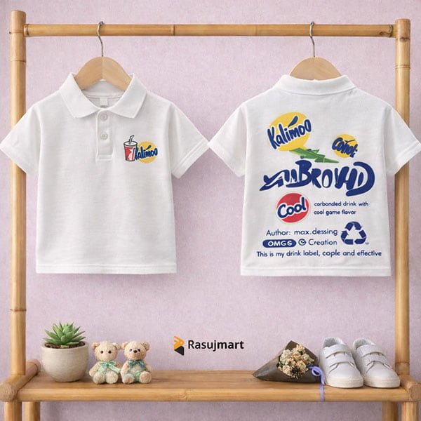 ২ পিসের কম্বো - বাচ্চাদের স্টাইলিশ হোয়াইট পোলো টি-শার্ট – ফ্রন্ট ও ব্যাক ডিজাইন সহ